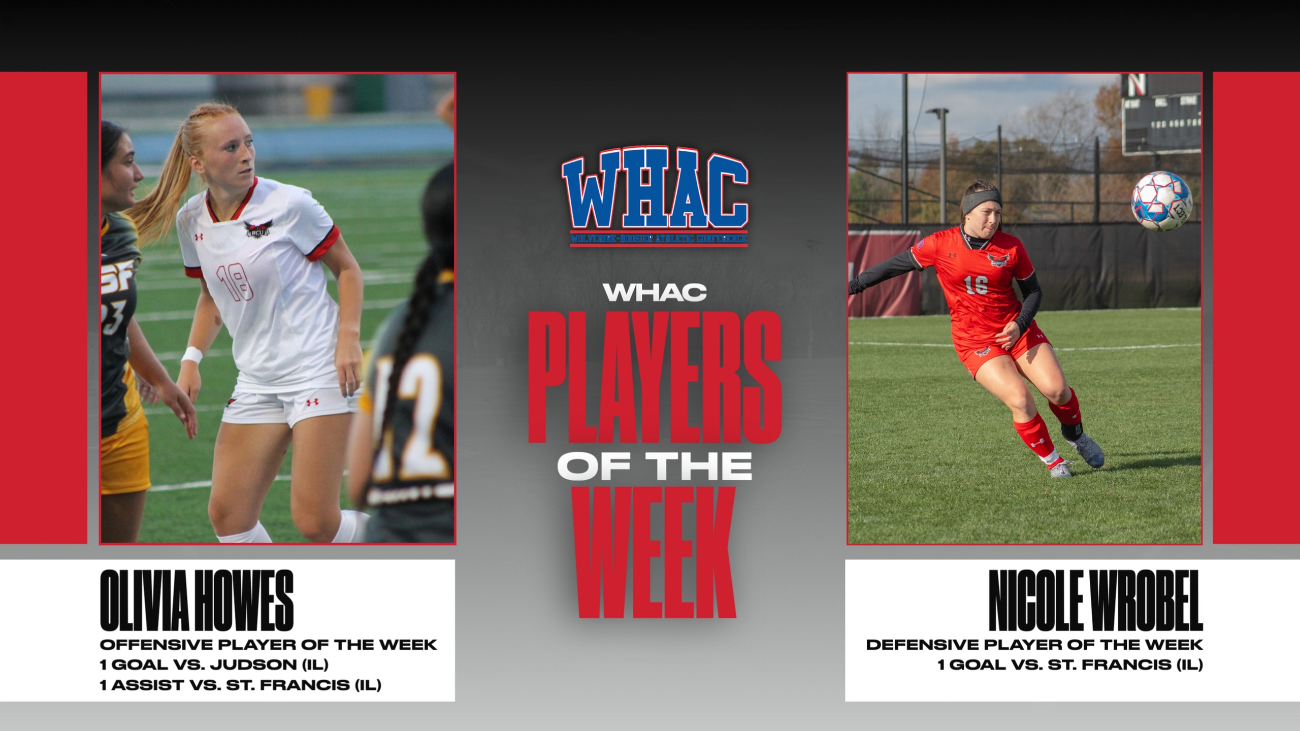 OLIVIA HOWES AND NICOLE WROBEL SNAG WOMEN'S SOCCER PLAYER OF THE WEEK HONORS