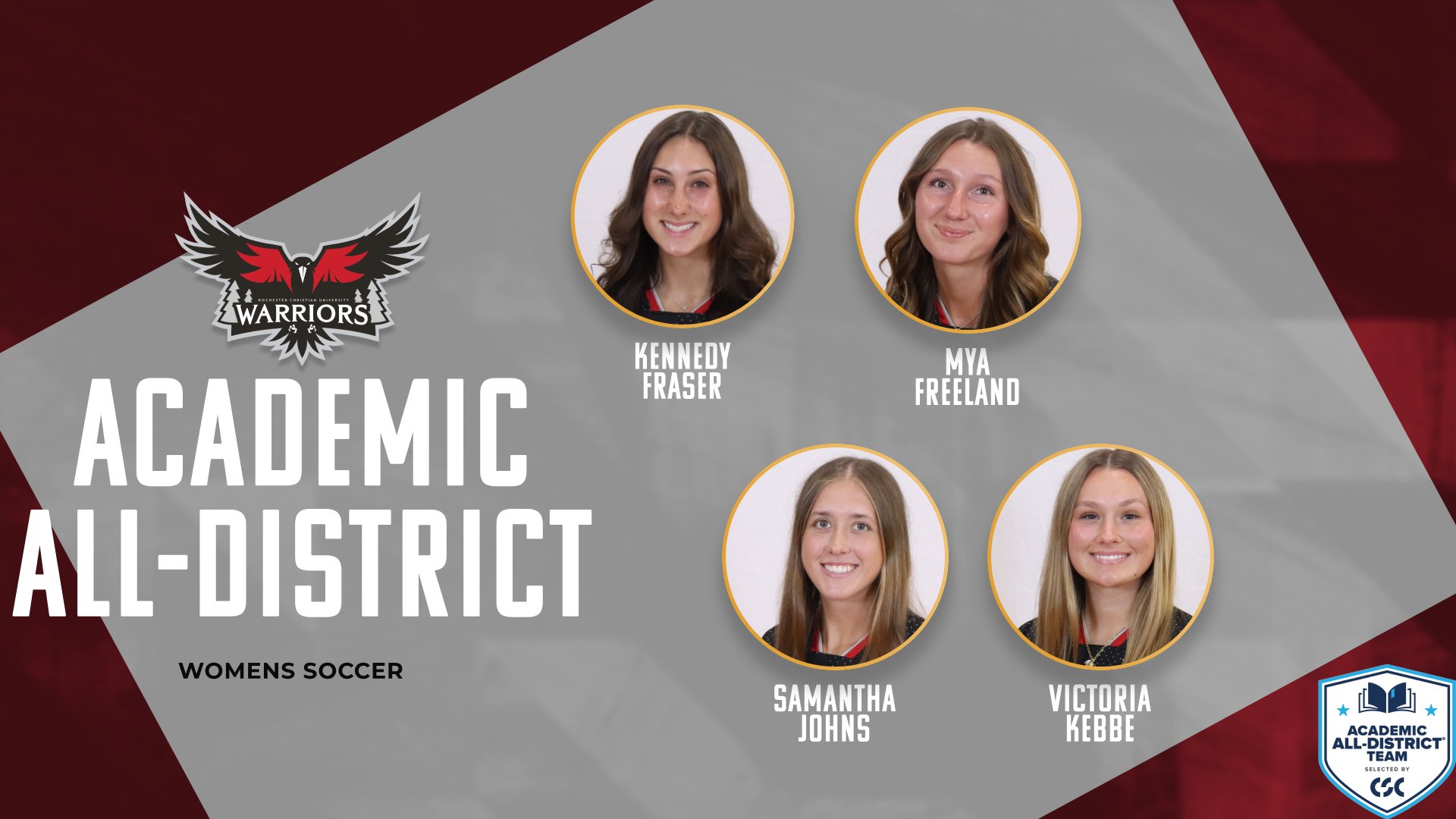 Four Warriors earn CSC Academic All-District honors