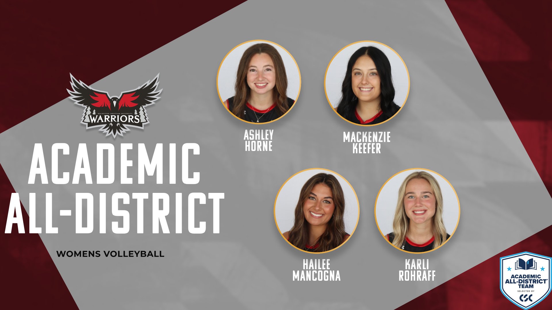 Women's Volleyball see's four named to CSC Academic All-District honors